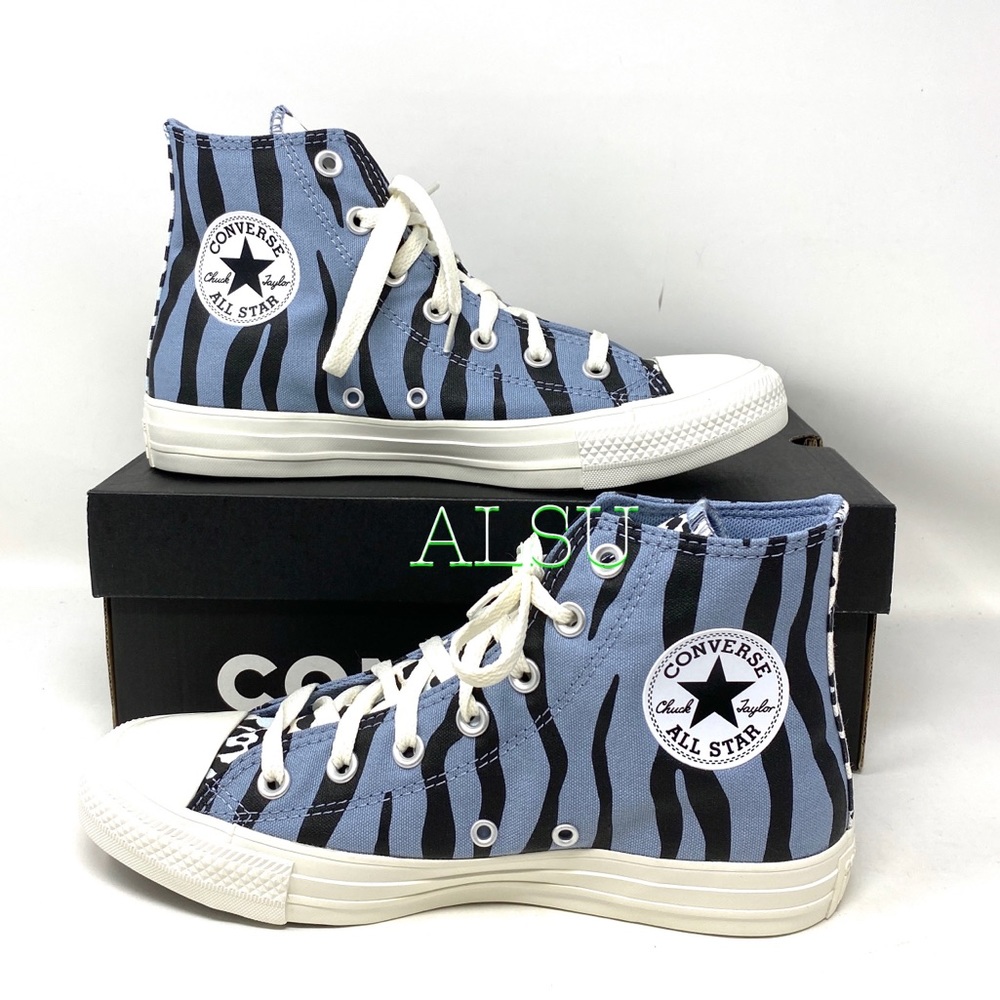 Converse Ctas Canvas High Blue Zebra Women Sneaker - Picture 2 of 8